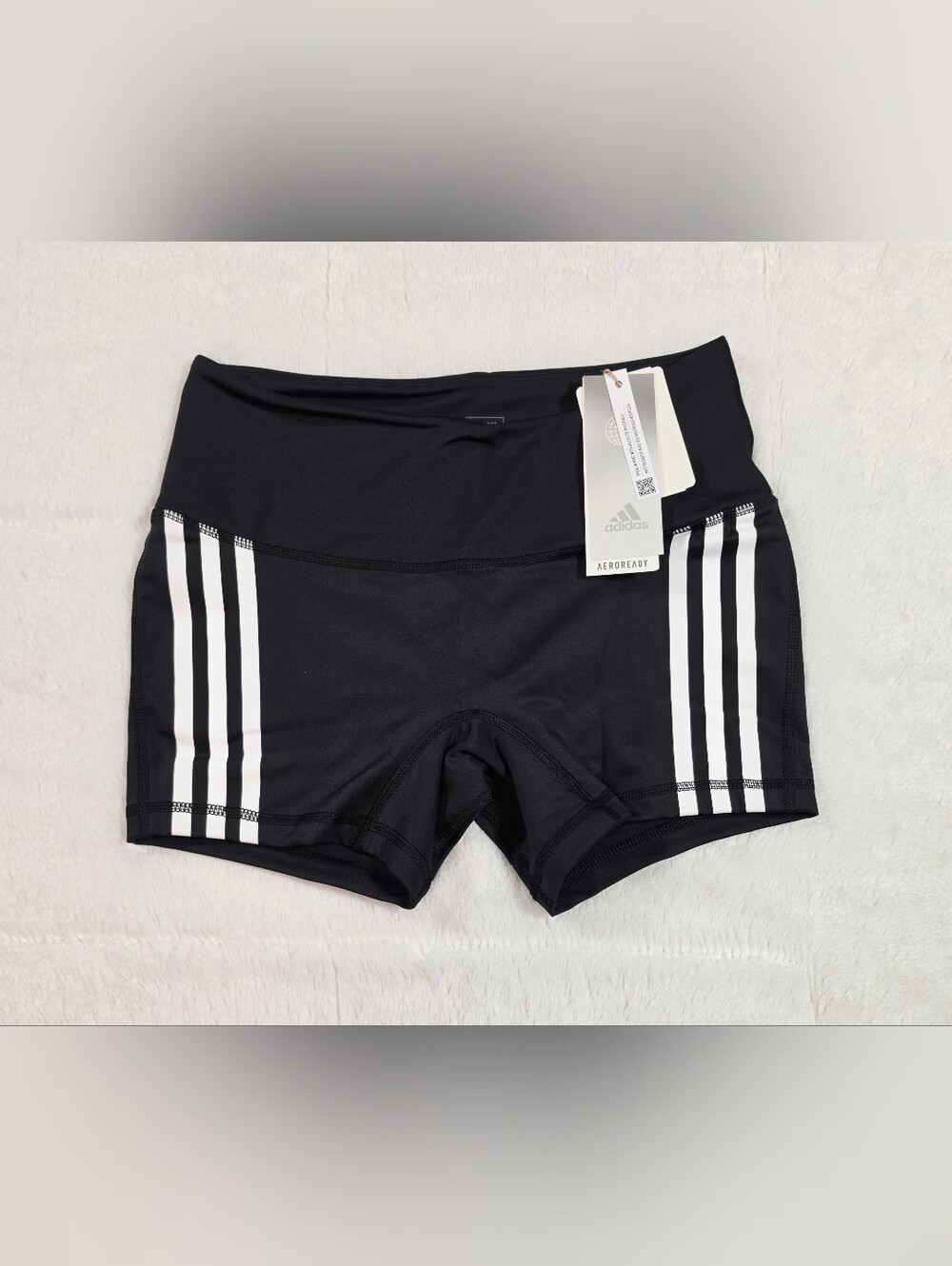 adidas Black Bike Shorts with White Three-Stripe Side Panels(AD1-19)